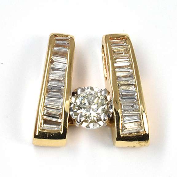 Sparkling Baguette and Round Diamond Pendant