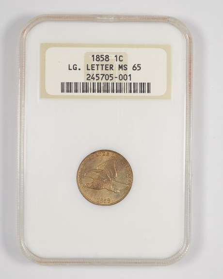 MS65 1858 Flying Eagle Cent - Large Letter - Graded NGC
