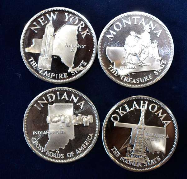Lot Of 4 Sterling Silver State Medals