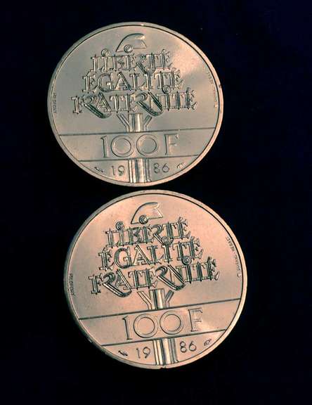 Lot of 2 1986 French 100 Francs  Piedfort