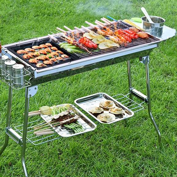 Folding BBQ Grill With Storage Bag Stainless Steel
