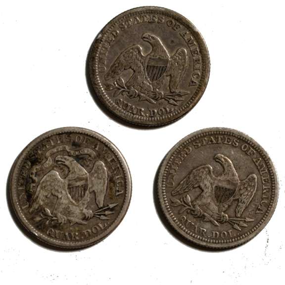 1854 Arrows 1857 &1876 Seated Quarters