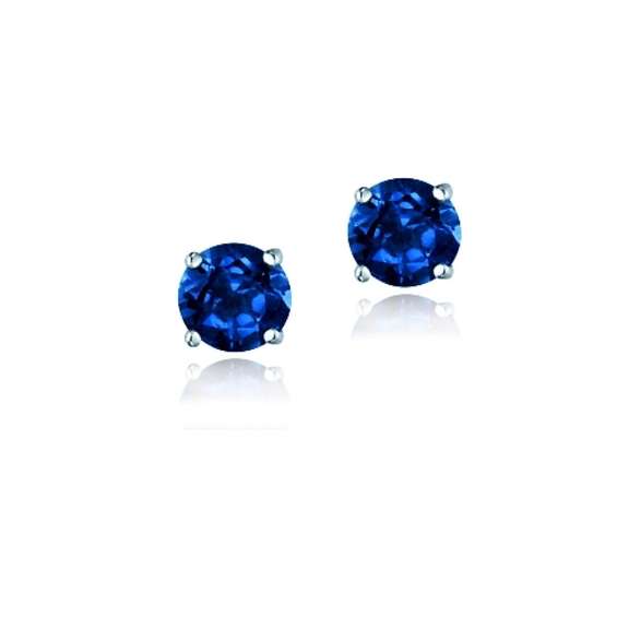Sterling Silver .7ct Created Sapphire Stud Earrings, 4mm