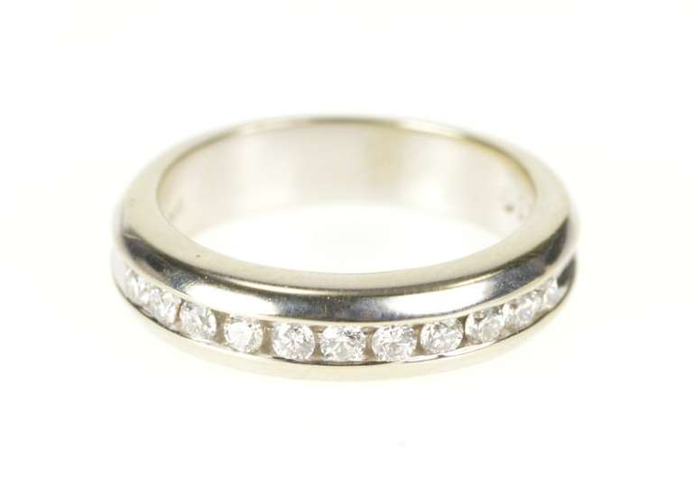 14K White Gold Channel Inset Classic Diamond Wedding Band Ring