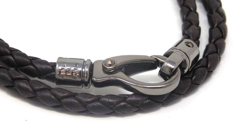 Stylish Tod's Brown Woven Double Wrap Bracelet