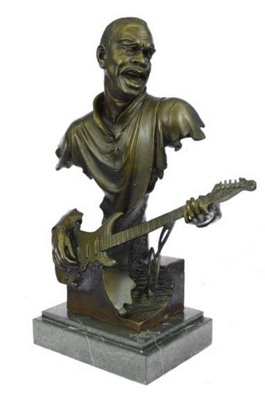 Music Musician Guitar Player Bronze Statue