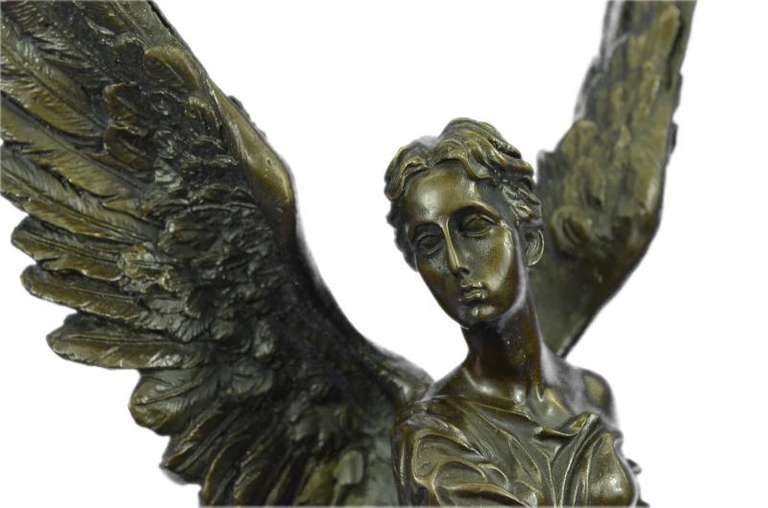 Angel Religion Bronze Statue Marble Base