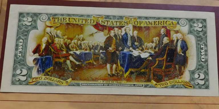 Colorized $2.00 Bill, US Note