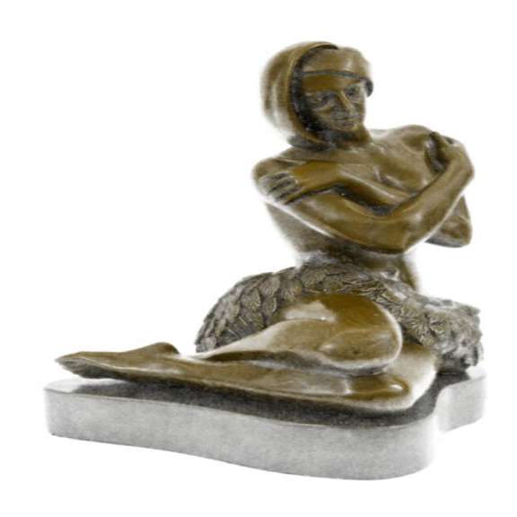 Nude Hawaiian Female on Stone Bronze Sculpture