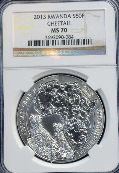 2013 Rwanda S50F Cheetah NGC MS70