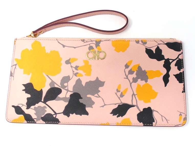 Slavatore Ferragamo Floral Leather Wristlet