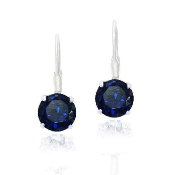 Sterling Silver 2ct Created Blue Sapphire Leverback Earrings