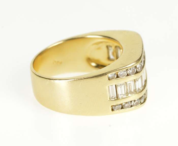 14K Yellow Gold 2.60 Ctw Tiered Row Diamond Inset Statement Ring