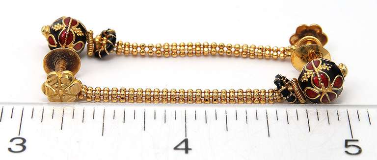 Vibrant Globe Dangle Earrings in 22KT Gold