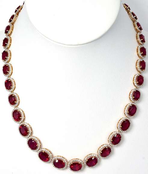 Ruby & Diamond Necklace in 14K Yellow Gold