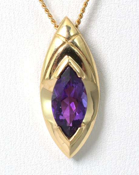 Stately Amethyst Necklace in 14KT Yellow Gold
