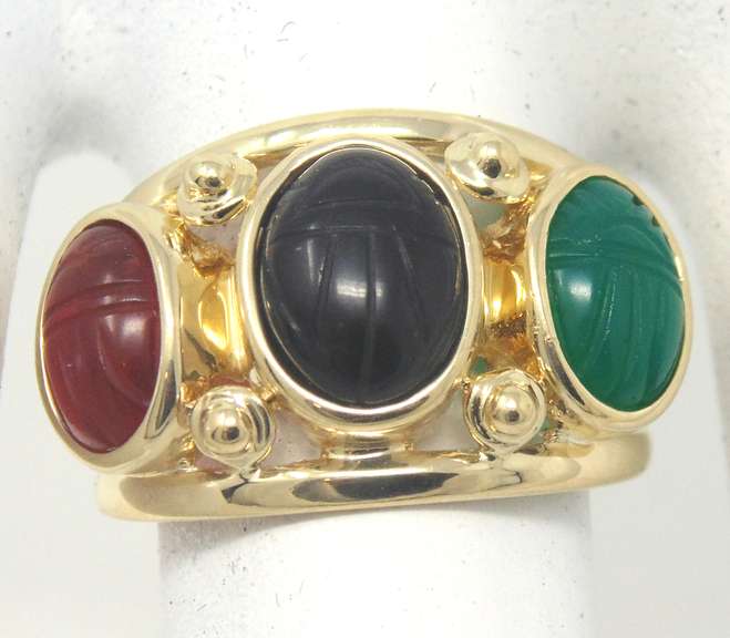 Fabulous Multi Stone Scarab Ring