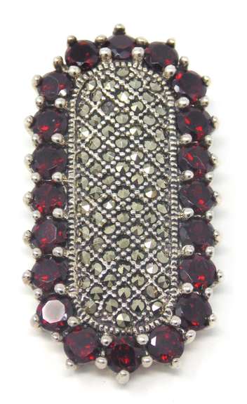Marcasite & Ruby Sterling Silver pendant