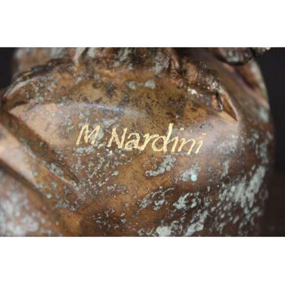 Owl Bird Bronze Sculpture on Marble Base