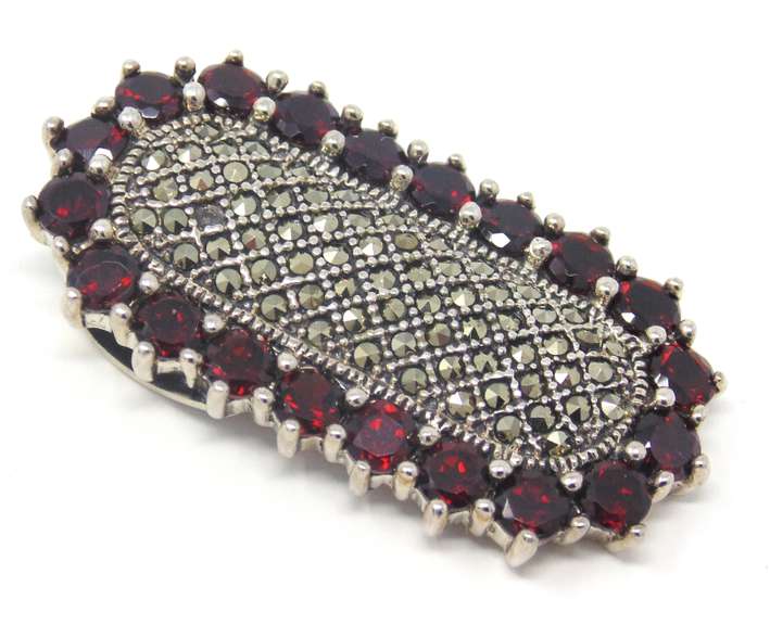 Marcasite & Ruby Sterling Silver pendant