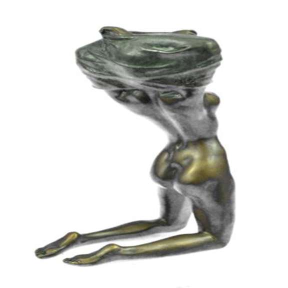 Nude Girl Beneath The Wind Bronze Sculpture