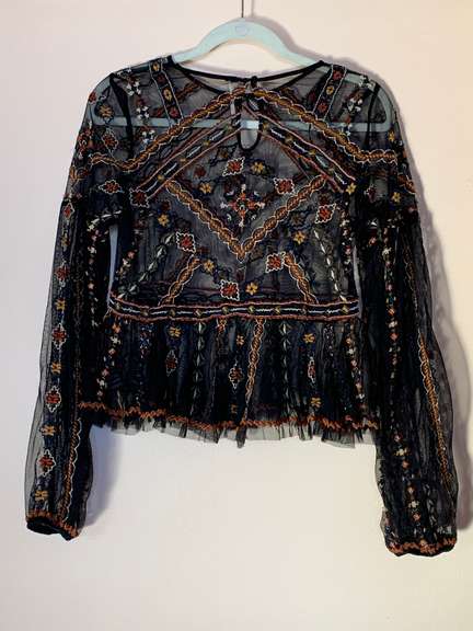 Free People Sheer Long Sleeve Top