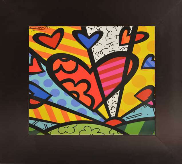 Romero Britto Sunrise Heart Framed