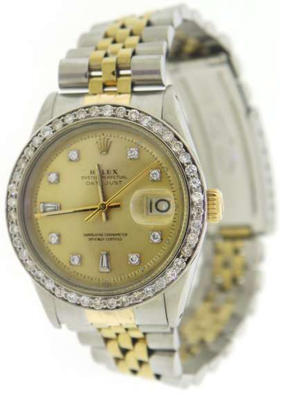 Rolex 2 Tone Datejust 36mm Diamond Dial Watch
