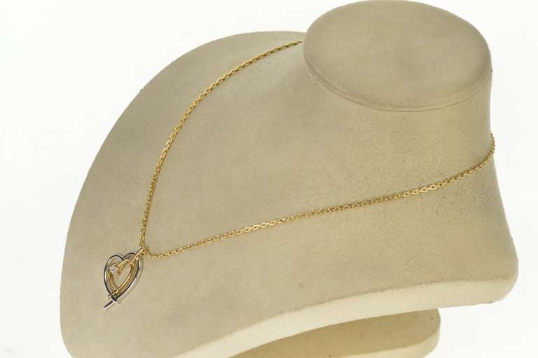 10K White Gold Two Tone Diamond Tiered Heart Love Pendant