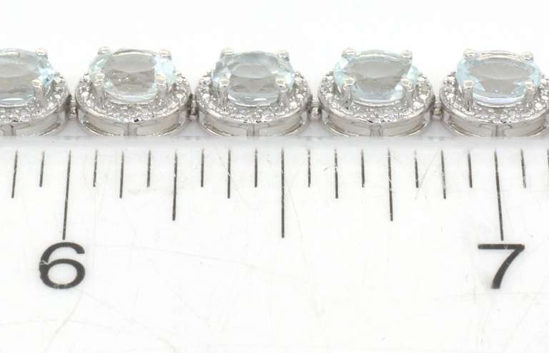 Sparkling Aquamarine & Diamond Bracelet in Sterling Silver