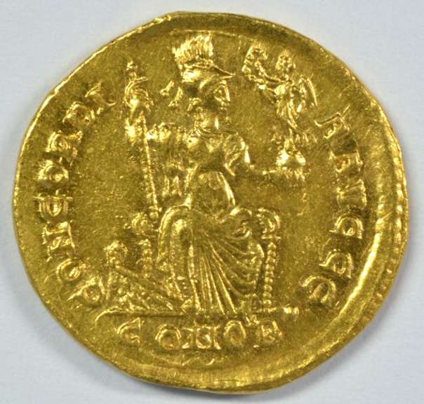 Rare Near Mint Honorius Roman Gold Solidus, 393-423 AD
