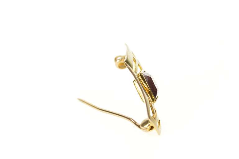 10K Yellow Gold Amethyst Inset Victorian Ornate Geometric Pin/Brooch