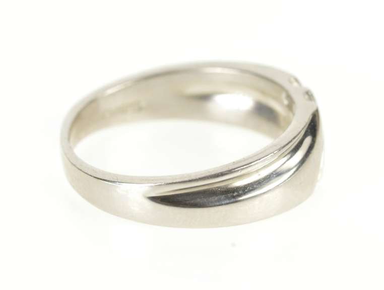 Platinum Diamond Grooved Channel Inset Wedding Band Ring