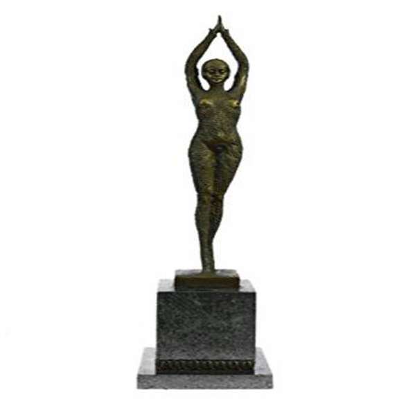 Dancer Bronze Statue on Marble Base Figurine