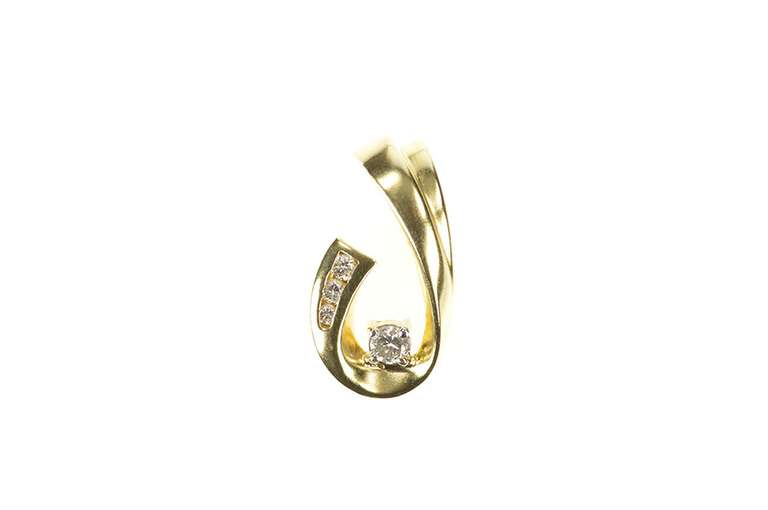 14K Yellow Gold 0.20 Ctw Diamond Wave Loop Design Pendant