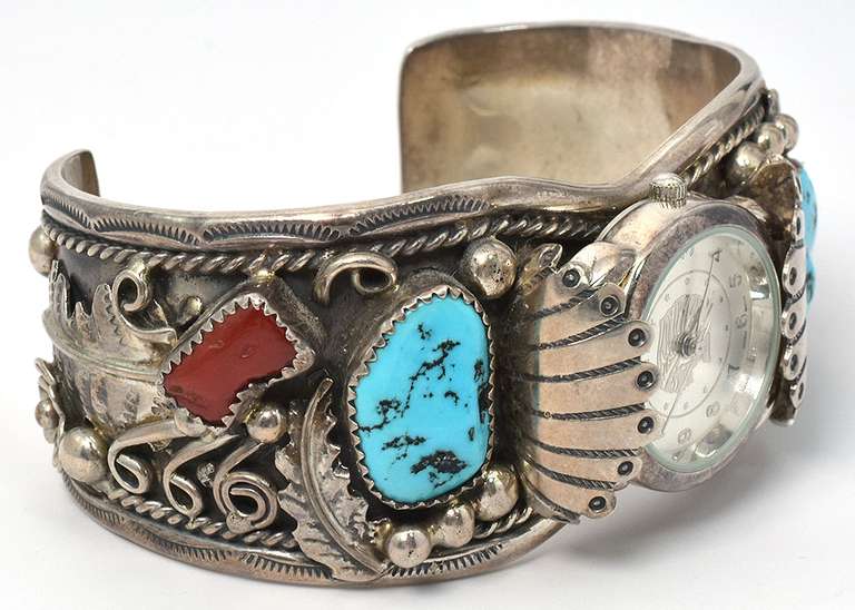 Sterling Silver Turquoise Watch Bracelet