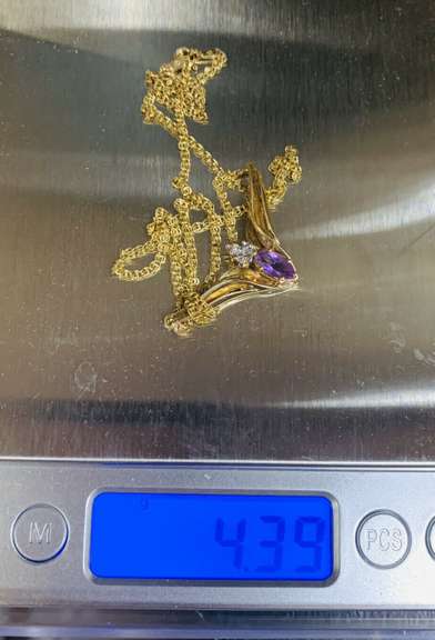 Amethyst & Solid Gold Pendant Necklace