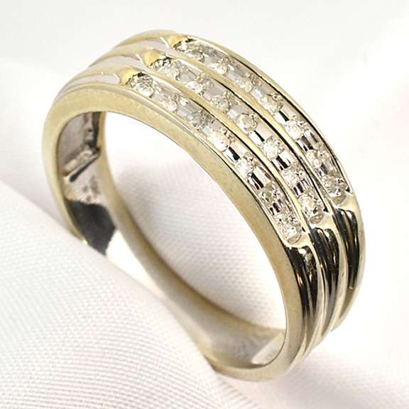 Man's Ring with 3 Rows of Diamonds