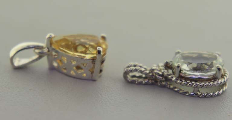 Sterling Silver Two Set Of White Topaz and Citrine p[endants