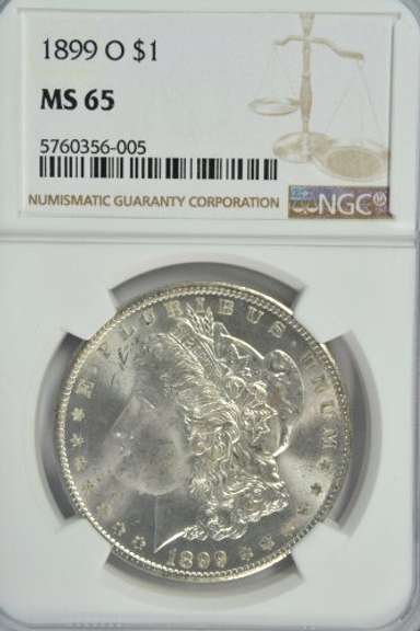 Blazing Gem BU 1899-O Morgan Silver Dollar. NGC MS65