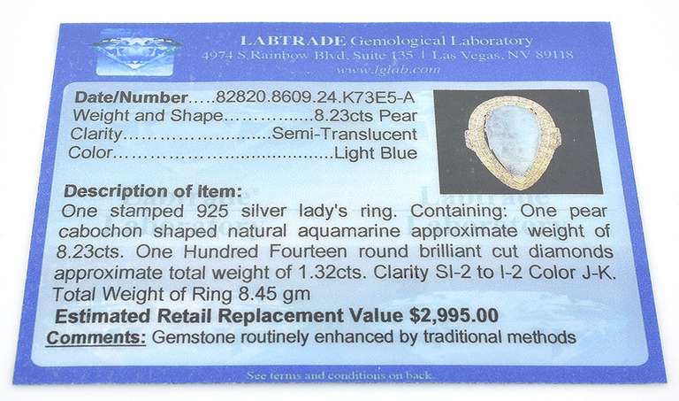Mesmerizing Aquamarine & Diamond Ring in Sterling Silver