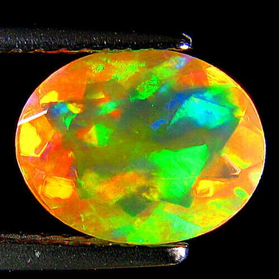 Fully faceted 1.13ct high fire floral block pattern Opal