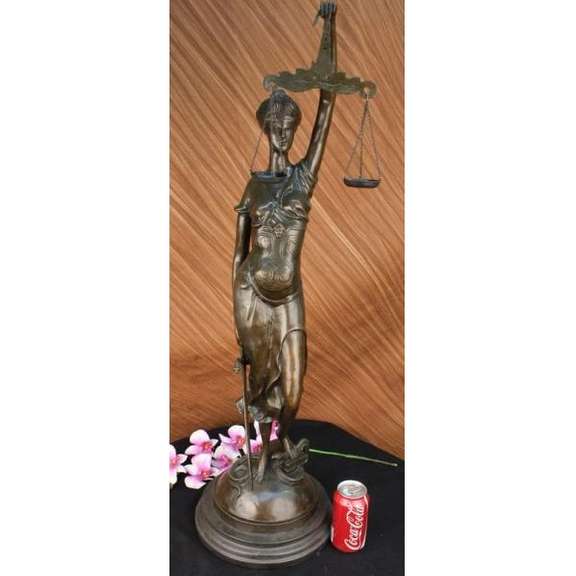Greek Goddess Blind Justice Bonded Bronze Statue