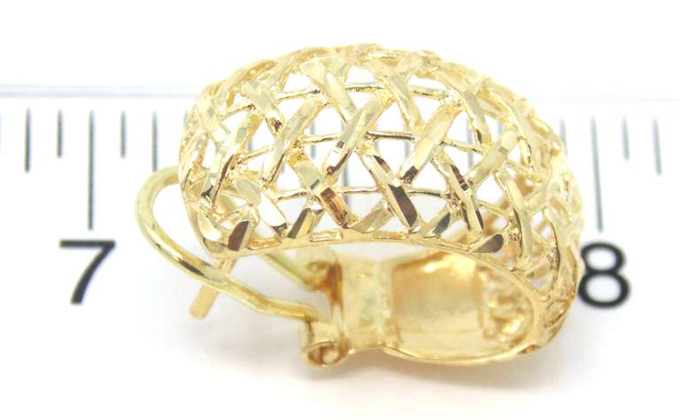 Wonderful 18kt Open Woven Diamond Cut Earrings