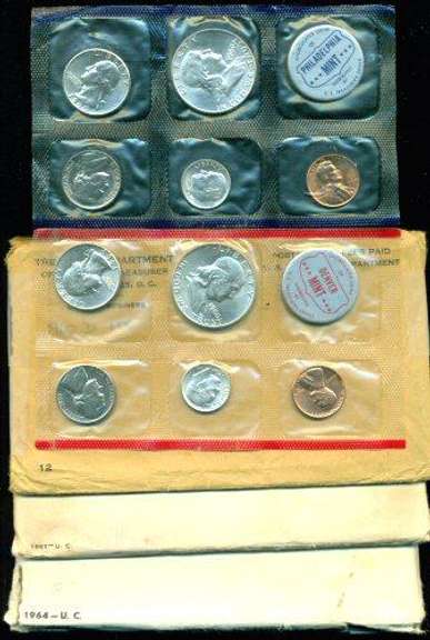 3 Diff. Choice Uncirculated Mint Sets, 1960, 63, & 64