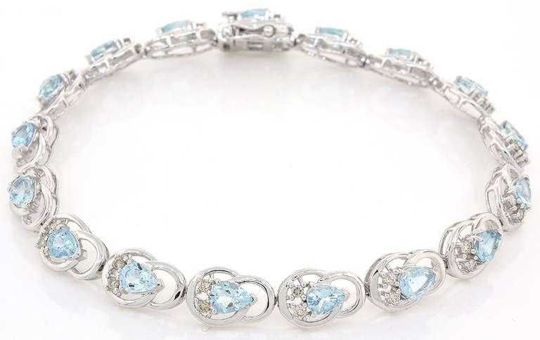 Shimmering Aquamarine & Diamond Bracelet in Sterling Silver