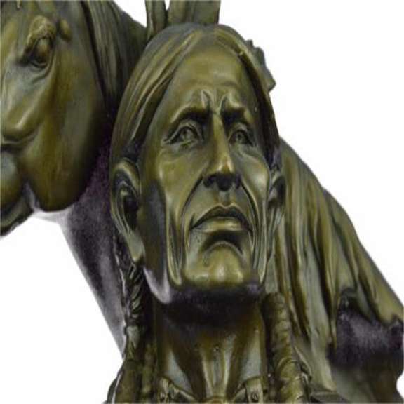 Western American Chief with his Horse Bronze Sculpture