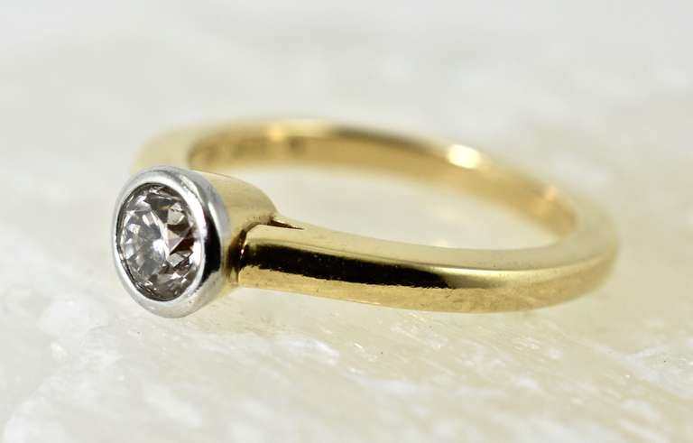 Simple and Lovely 18K and Platinum  1/3 Carat Diamond Ring