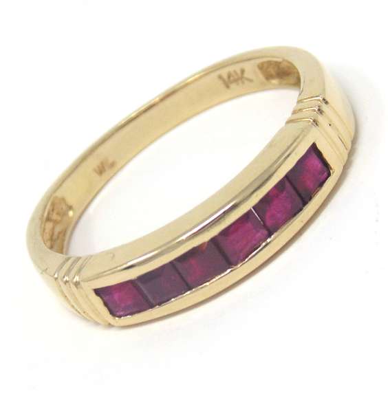 Elegant Yellow Gold Ruby Channel Set Ring