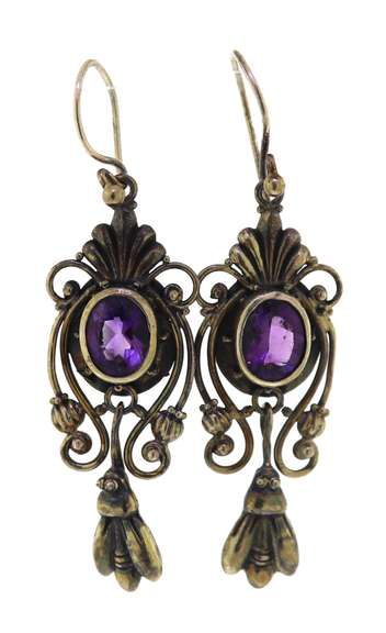 Sterling Silver Amethyst Dangle Earrings